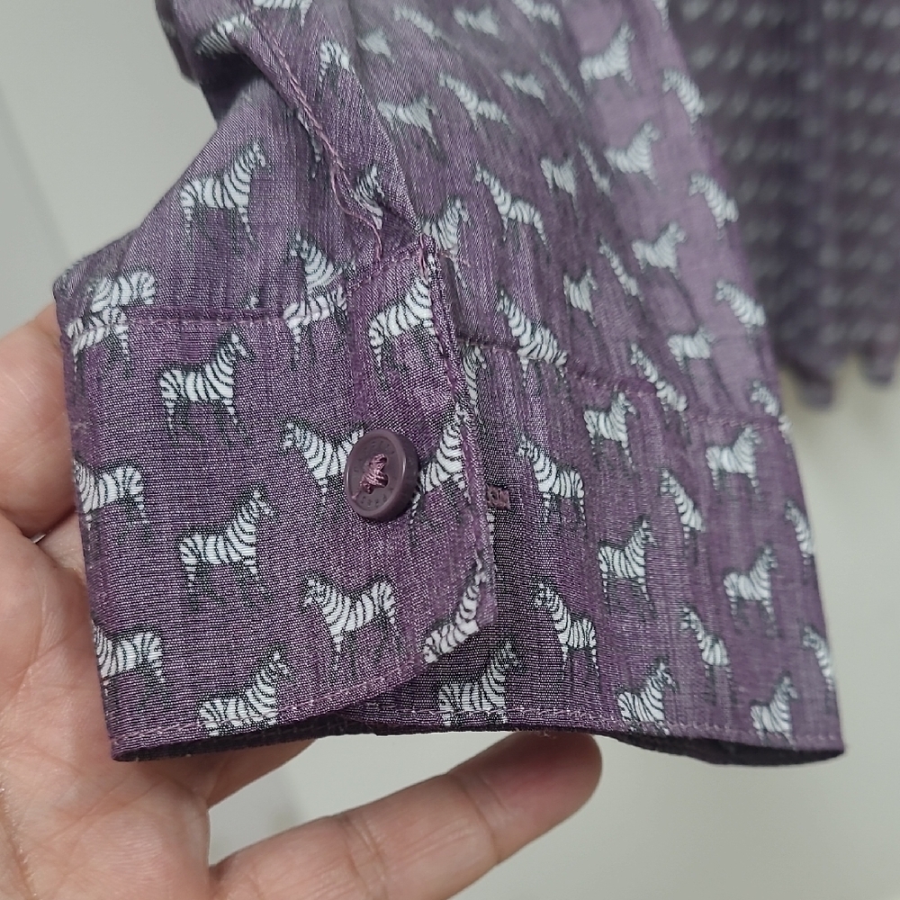 Express Purple Patterned Blouse - Picture 4 of 4